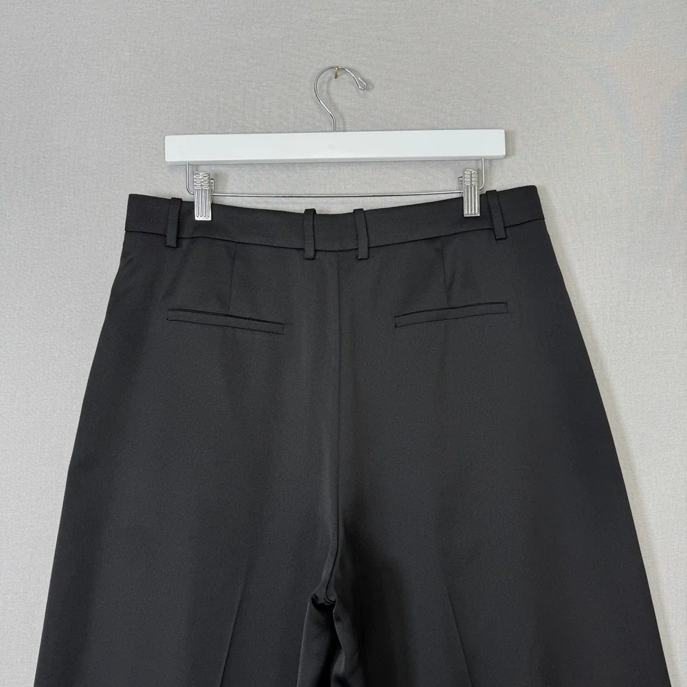 J.Crew Collection High Rise Wide‎ Leg Satin Crepe Pants Womens 12 Black Trousers